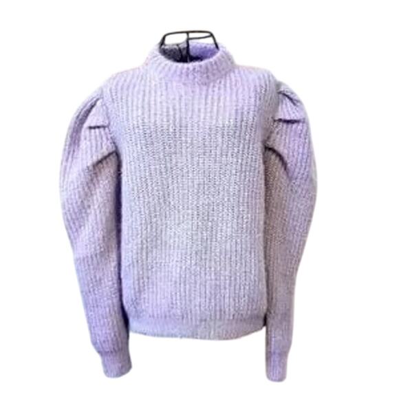 Zara Other - Zara Girls Purple Metallic Thread Puff Sleeve Sweater Size 9